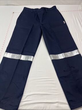 Navy Blue Cargo Pants with Silver Reflective Bands 36x32 work safety sturdy 1321